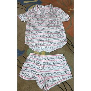 Victoria's‎ Secret Pajama Set Womens Medium Satin Short Sleeve With Shorts